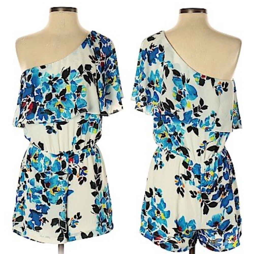 One Shoulder Floral Romper